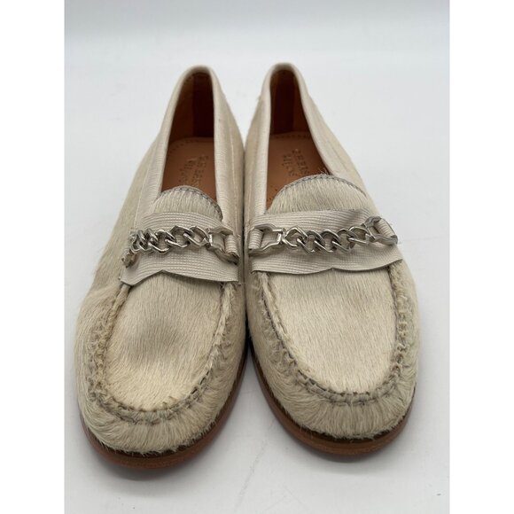 G. H. Bass Weejun’s Cream Haircalf Leather Loafers With Chain Detail - Picture 2 of 10